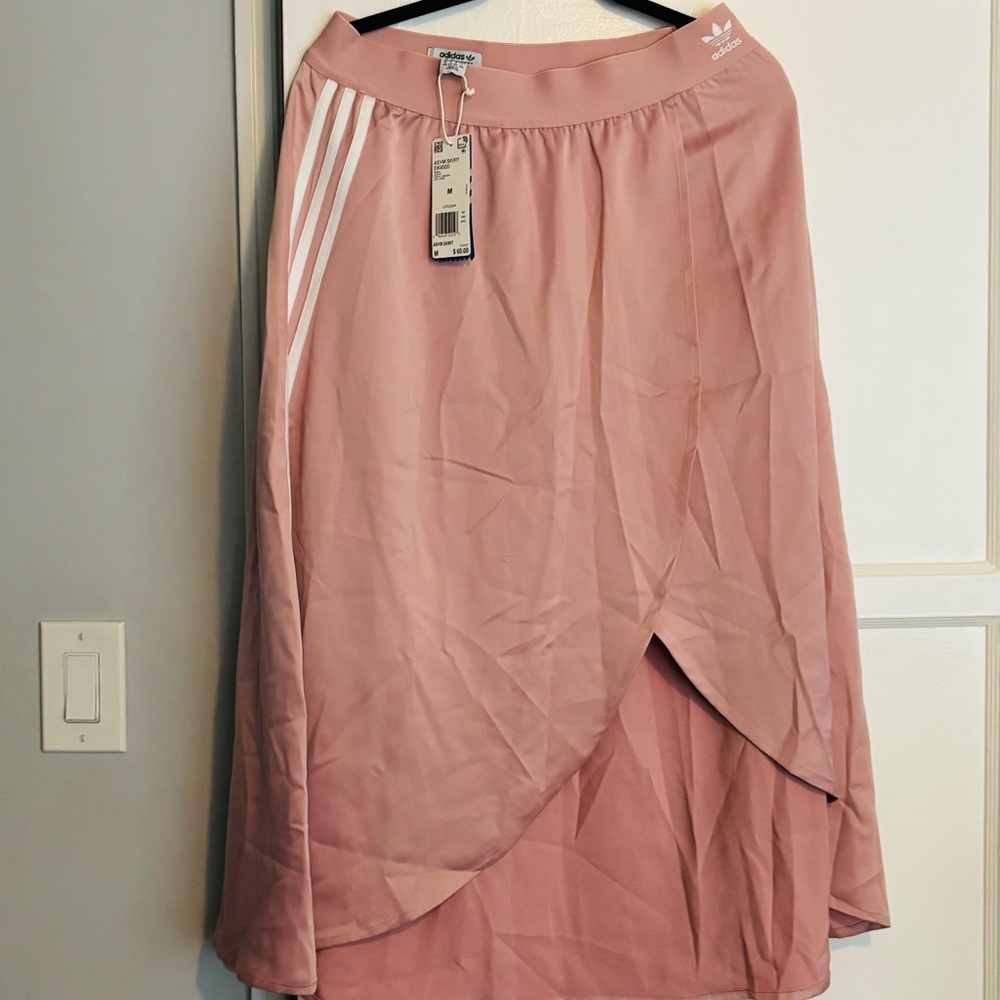 🆕 Adidas Pink Midi Tulip Wrap Skirt Casual Resort Wear